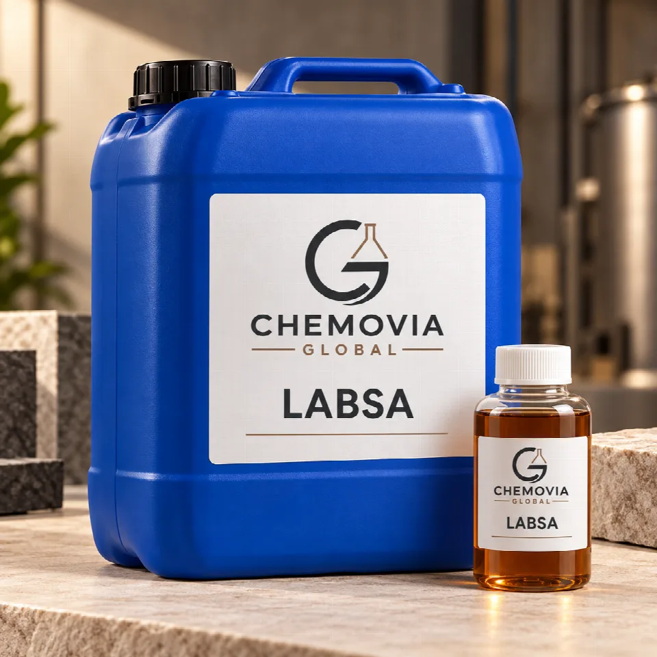Chemovia-branded packaging mockup for LABSA