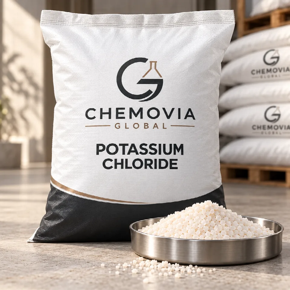 Chemovia-branded packaging mockup for Potassium Chloride