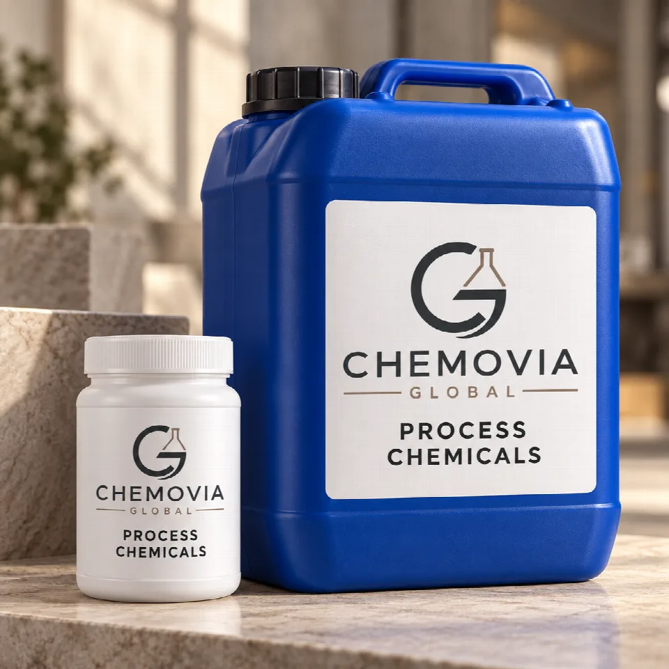 Chemovia-branded packaging mockup for Process Chemicals