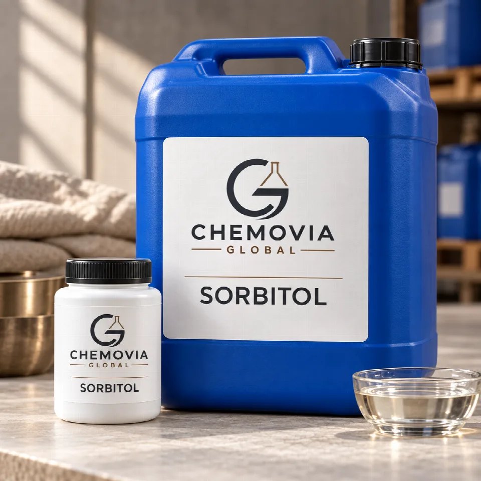 Chemovia-branded packaging mockup for Sorbitol
