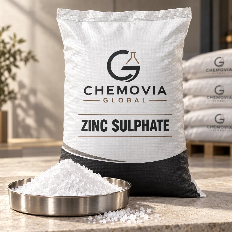Chemovia-branded packaging mockup for Zinc Sulphate